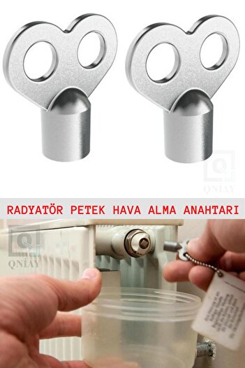 Universal Metal Pratik Petek Radyatör Hava Alma Anahtarı 2 Adet) Purjör Kombi Doğalgaz Tasarruf Bakım Temizlik