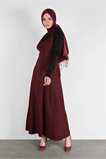 Alvina Women's Hijab 41144 - Gilet with Belt and Button Detail