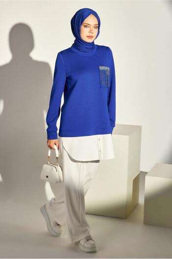Alvina 45153 Model Garnished Tracksuit Tunic