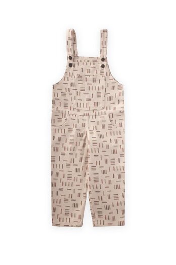 Cigit Patterned Gabardine Salopet - 2-7 Years - Ecru - Striped