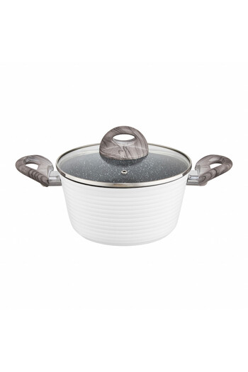 Ambition Pot with lid 28cm, 6.5L, Qualum Basic Stone Edition coating, Wavy