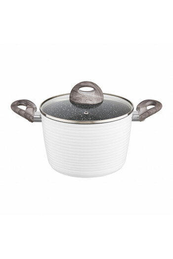 Ambition Tall pot with lid 24cm, 6.5L, Qualum Basic Stone Edition coating, Wavy