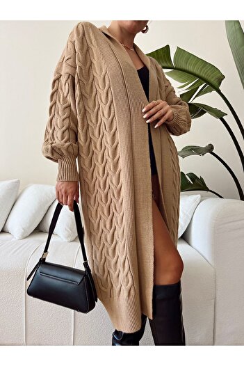 Lasirius „Cardigan tricotat cu mânecă lungă pentru femei - Rămâneți cald în timpul iernii” / Rochie/cardigan/tunica