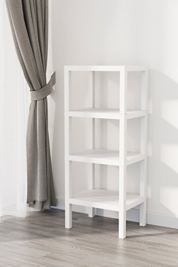 Omaş Household Product Ombeg Διακοσμητικό 4 επιπέδων Πλαστικό Organizer Μπάνιου πολλαπλών χρήσεων Γλάστρα Βιβλιοθήκη Λευκό