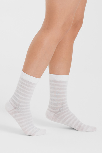 Forwena Striped Lurex and Modal Seamless White Lurex Women's Socks