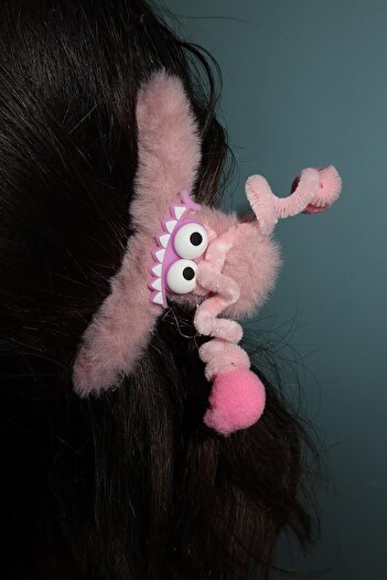 TAKIŞTIR Powder Color Monster Figured Plush Latch Buckle