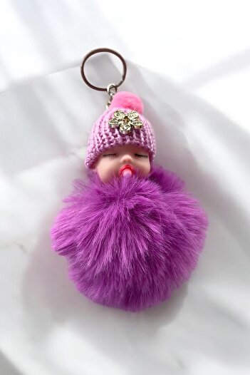 TAKIŞTIR Purple Color Plush Keychain with Baby Figure