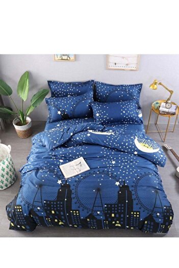 COOYA 4-Piece Floral Printed Duvet Cover Set,Polyester Microfiber Soft Feeling,Pillow Case Bedsheets Bale