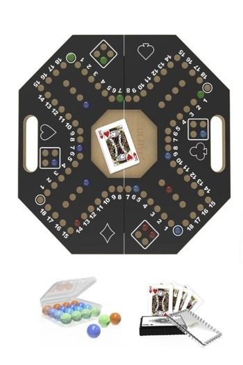 TOSCANA U Strong Wooden Jakaroo Strategy Game with Balls and Cards 40x40cm