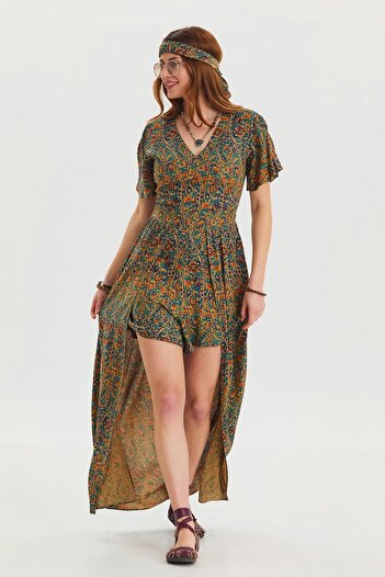 Los banditos Women's Bohemian Jumpsuit with Halter Neck and Elastic Legs