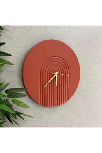 MERKARE Dome Model, Bohemian, Scandinavian Style, Textured Special Design Wall Clock - (Hand Made) 40X40Cm