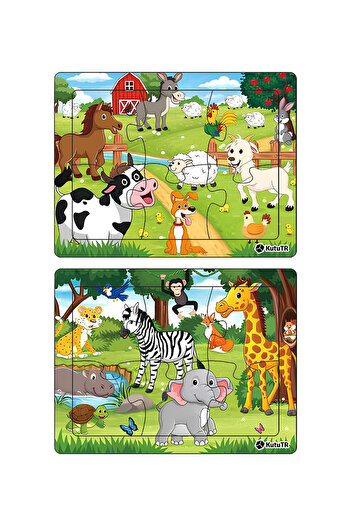 kutuTR Çocuklar Için Eğitici Ve Öğretici Ahşap 6 Parça 13x17 Renkli Puzzle 6'lı Set-608