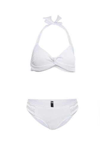 AQUAVİVA Women's White Corded Violet Halter Neck Bikini Set