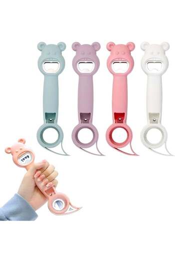 Jognee Set of 4 Bottle Openers, Plastic/Stainless Steel, Multicolor, 21 X 4.5 Cm