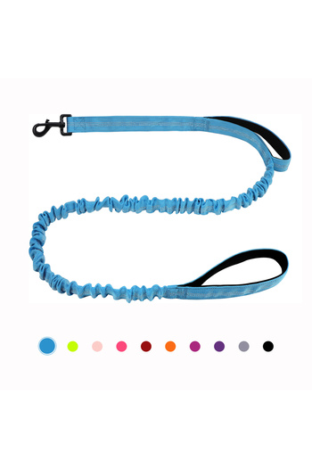 Choice Blue Bungee Dog Leash, Heavy Duty Dog Leash with Shock Absorption, 2 Padded Handles Training Leash,