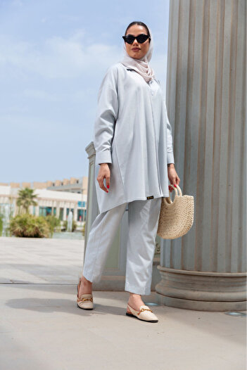 outline Light blue hijab suit