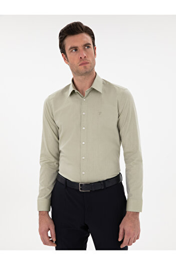 Cacharel Haki Slim Fit Pamuklu Oxford Gömlek 50304497-VR027