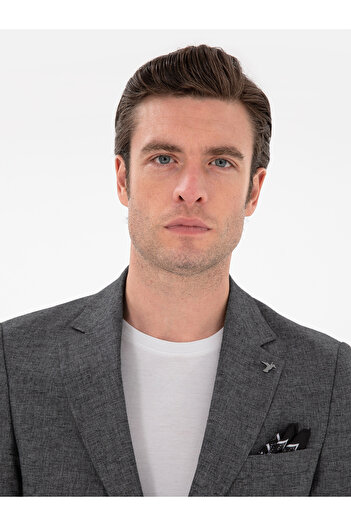 Cacharel Antrasit Slim Fit Keten Karışımlı Ceket 50306892-VR006
