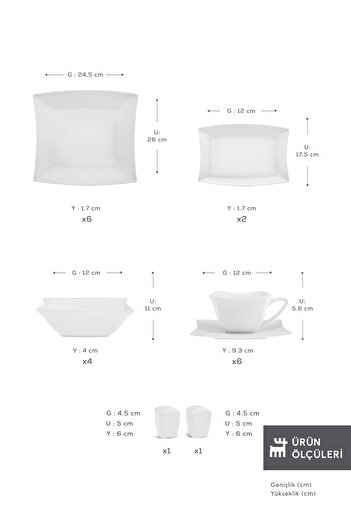 Karaca Forever Bone Perfect White 32 Piece Breakfast Set for 6