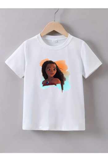 makiteks Tricou cu imprimeu pentru fete din bumbac pieptănat de calitate 5 6 7 8 9 10 11 12 13 14 ani Moana