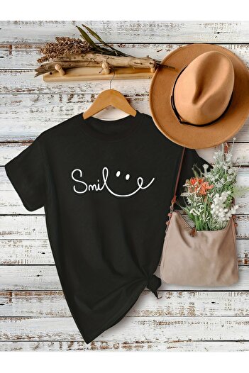 Let's Wear Smile Printed Premium Tshirt με γιακά ποδηλάτου για γυναίκες