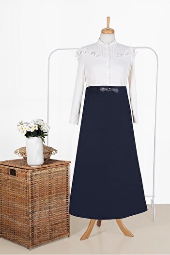 Alvina Leather Detailed Waist Skirt 60217