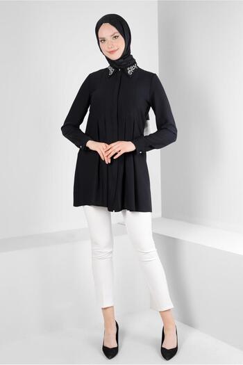 Alvina EMBROIDERED COLLAR PILYSE DETAIL TUNIC 43509