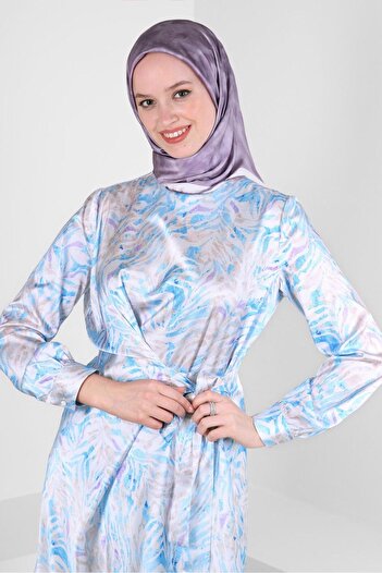 Alvina PATTERNED BINDING DETAIL SATIN TUNIC 43642
