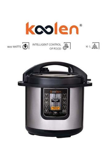 Koolen Colin Electric Pressure Cooker 1600 Watts 10 Liters 8 Functions LCD Display Silver * Black 816106004