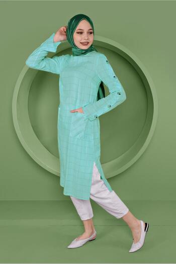 Alvina Sleeve Strap Button Detailed Strap Tunic 41442