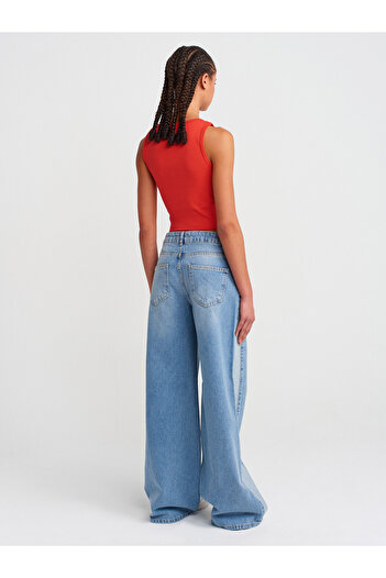 Dilvin 71800 Secțiune laterală Talpă de grâu Denim lat Para Top-Sail Orange