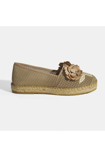 Desa Mink Women's Espadrille with Floral Accessories and Mesh Detail