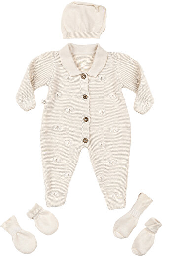tinylamb Premium 4 Piece Newborn Baby Knitted Knitwear Jumpsuit and Hospital Discharge Set - 0-3 Months