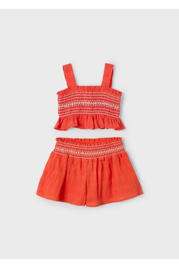 MAYORAL 3216 Red Girl's Honeycomb Top and Shorts Set