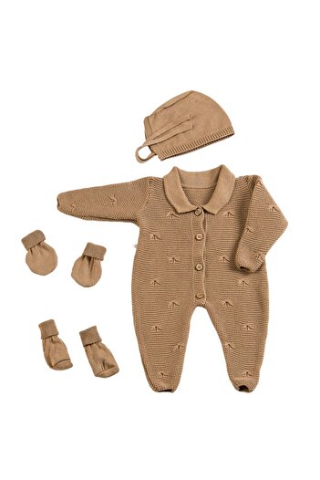 tinylamb Knitwear Newborn Brown Mini Set 4 Pieces| Premium Baby Set
