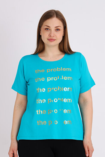 İntensive Women's Plus Size Short Sleeve Printed T-Shirt