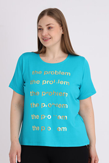 İntensive Women's Plus Size Short Sleeve Printed T-Shirt