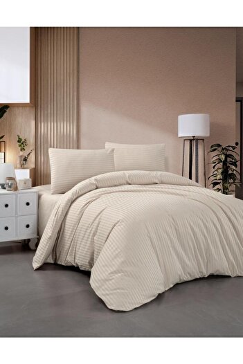 Home Still BEIGE POLYCOTTON DAMASK LINEN 2 PERSONS