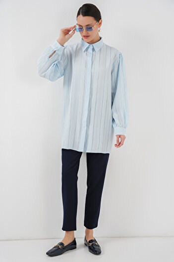 Bigdart Striped Long Shirt Tunic 5947 - Blue