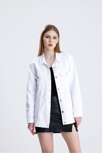 For Angels Seasonal Boyfriend Denim Jacket with Pockets