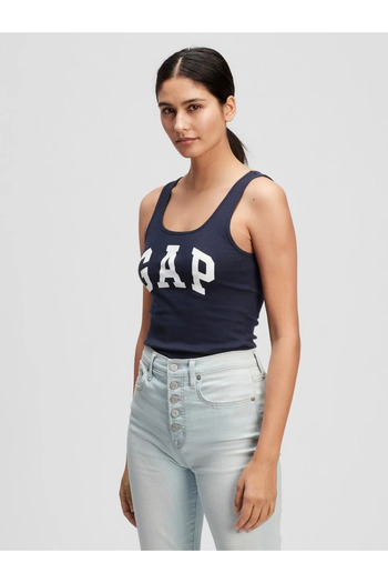 GAP Logo Ribbed Tank Top Navy Blue