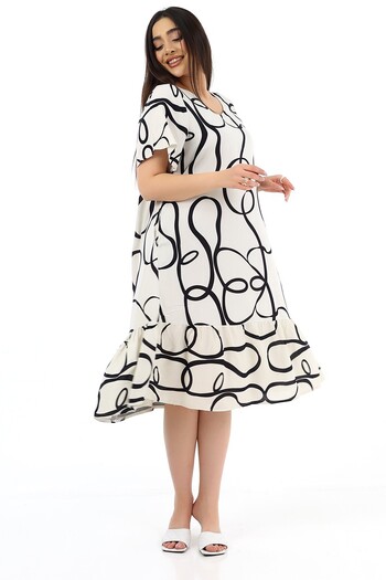 SCHIK Women's Viscose Half Sleeve Dress - Ecru Color