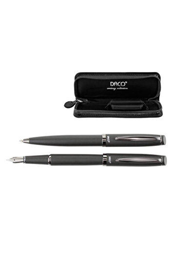 daço Set stilou si pix cu etui Daco gri in etui cu fermoar