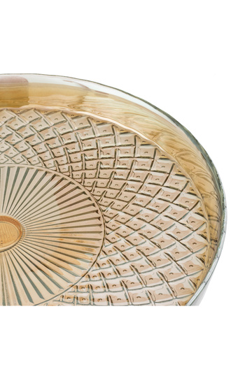 Byblos Turkish Glass Cake Plate With Base Beige Color