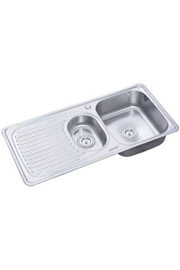 Freddo Chiuveta inox SN9011D, 2 cuve dreapta, finisaj anticalcar, scurgere Q90, 100 x 50 cm, 18 cm