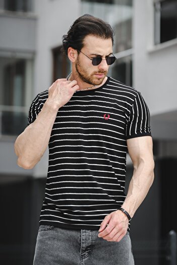 Oksit Ανδρικό μπλουζάκι Ft 2444 Striped Crew Neck Lycra Slim Fit