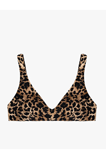 Koton Mat Kumaş V Yaka Leopar Desenli Bikini Üst
