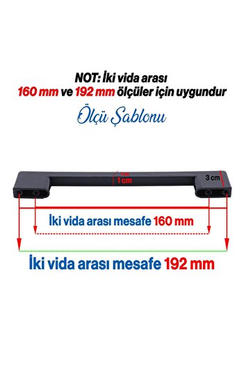Badem10 (SERT PLASTİK) 20 Adet Köprü 192 Mm Siyah Mobilya Mutfak Çekmece Dolabı Dolap Kulbu Kulpu Kulpları