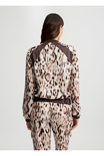 Liu Jo Women's Regular Fit Leopard Print Zippered Elastic Waist Long Sleeve Multicolor Jacket Ta5197Ts964-M9