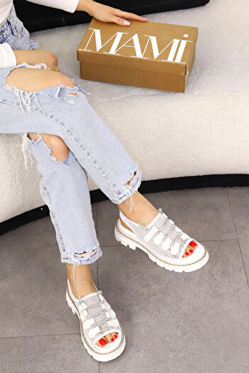 Mamito Ayakkabı RIO Knitwear Sandals - Stone Detailed Laces